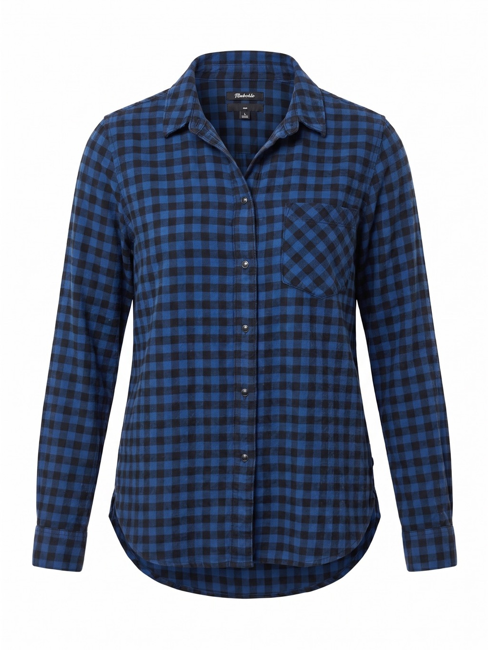 Madewell Slim Blue Black Buffalo Check Flannel Shirt Women’s Large 100% Cotton